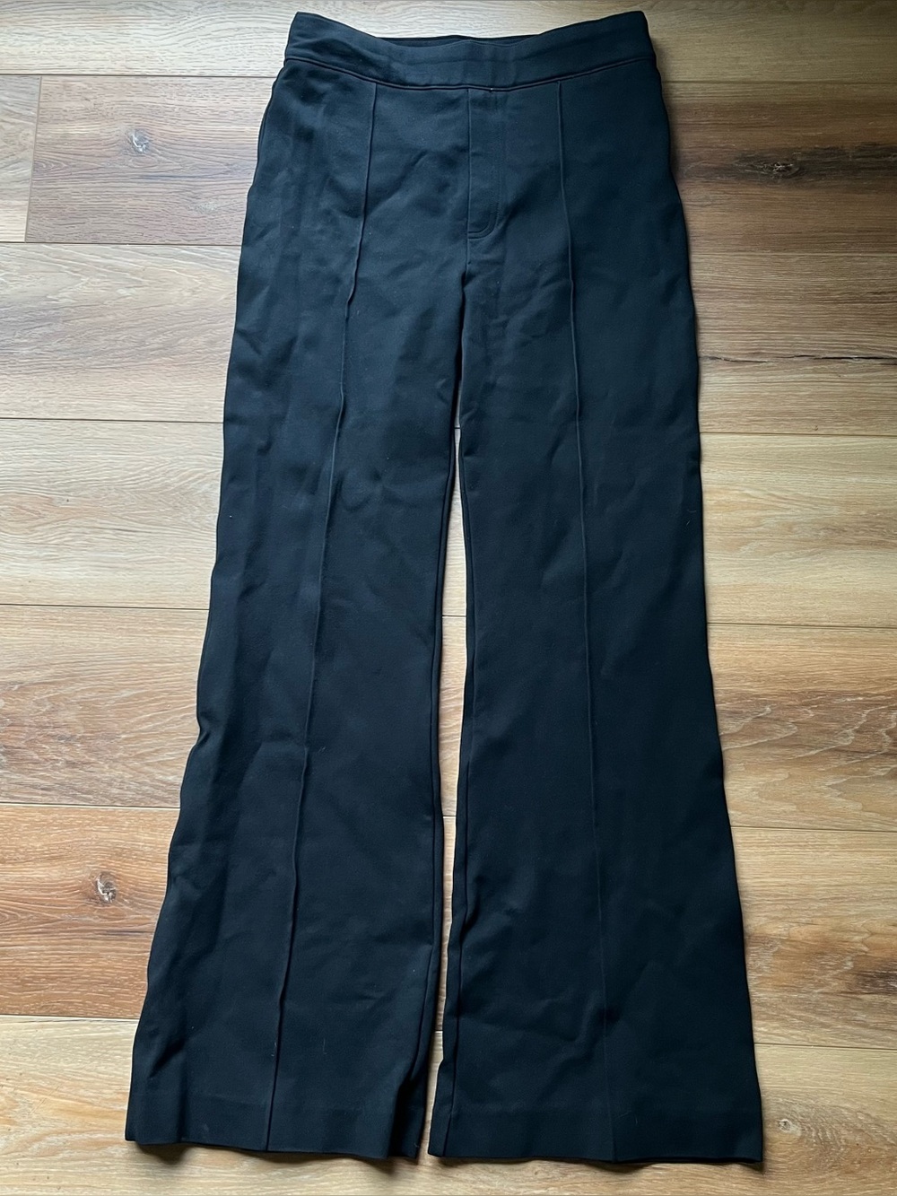 Spanx 20252R seamed black wide leg flat Ponte pants medium *read